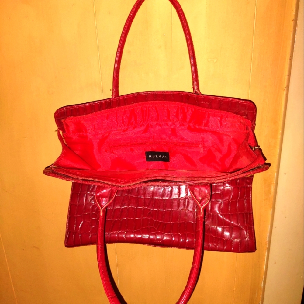 Vintage MURVAL Red Gator Satchel